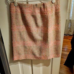 Brooks Brothers X Lanificio di Tollegno Pink Tweed Straight Skirt Size 4 NWT